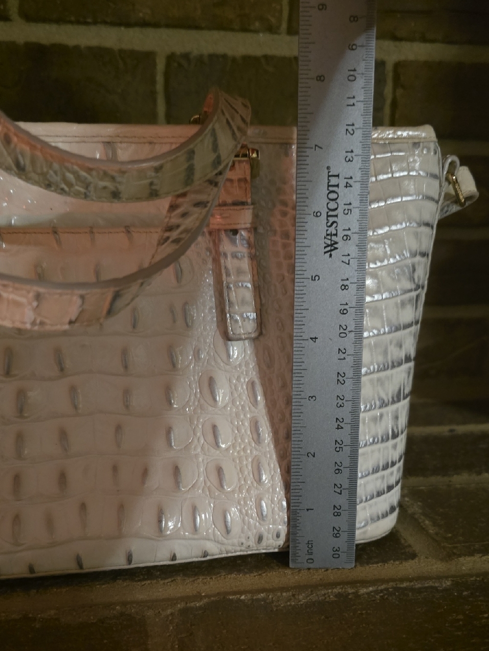 Brahmin Mini Asher Leather Satchel/Shoulder Bag White - Picture 7 of 8